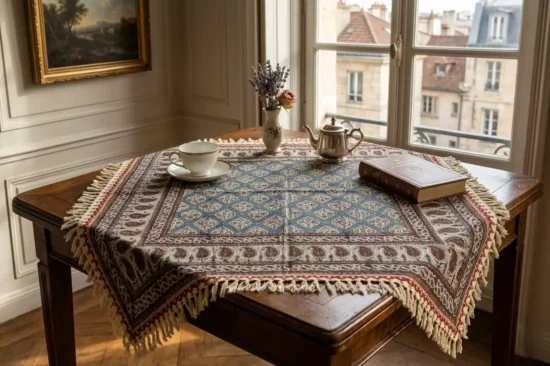 Hand printed Galamkar Isfahan Tablecloth - Image 2