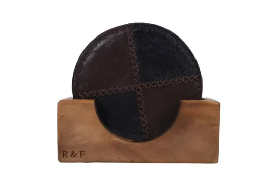 Hand-stitched Leather Coaster Set - Image 6