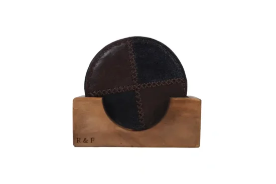 Hand-stitched Leather Coaster Set